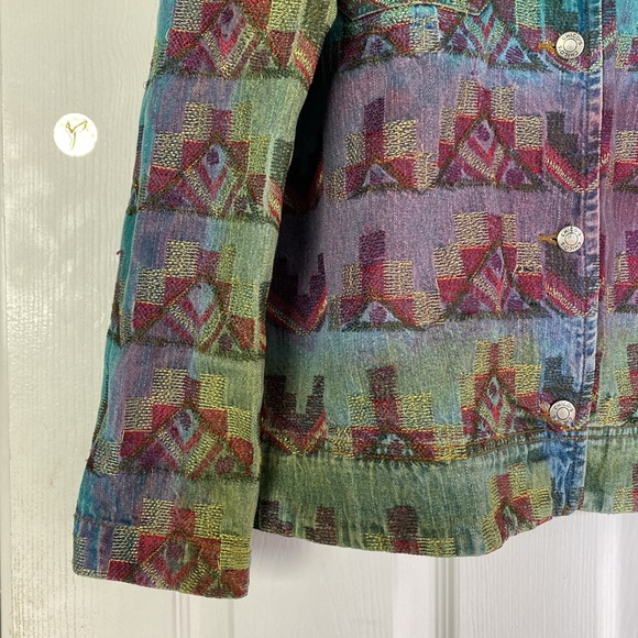 •Chico’s Design Embroidery Denim Rainbow Jacket Vintage - Picture 8 of 9